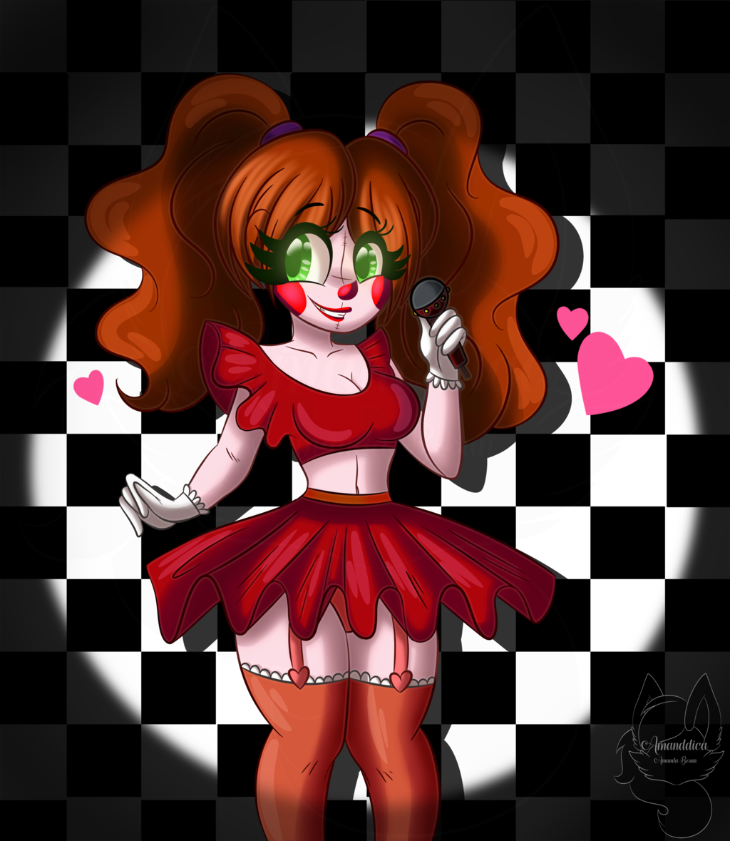 2017 amanddica animatronic anthro baby_(fnafsl) breasts clothed clothing female five_nights_at_freddy's five_nights_at_freddy's_2 glowing glowing_eyes green_eyes hair humanoid machine mammal not_furry robot simple_background sister_location smile solo video_games