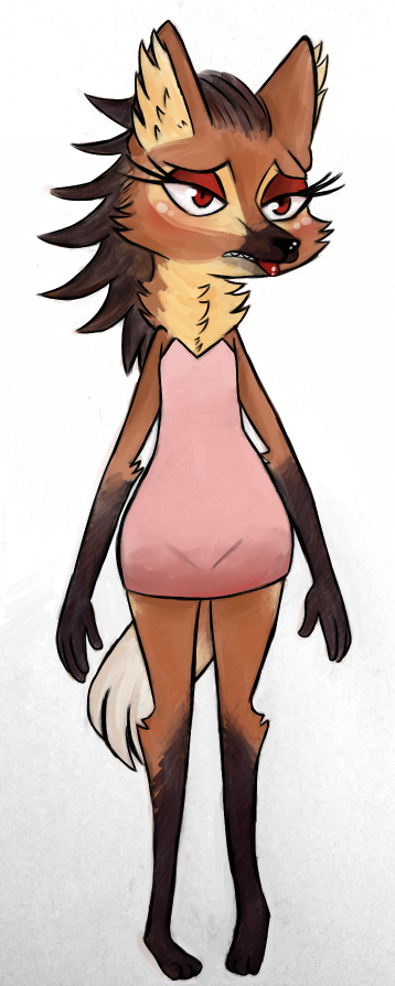 2017 anthro barefoot blush canine clothed clothing disney eyeshadow fan_character female inkyfrog inner_ear_fluff lipstick makeup mammal maned_wolf neck_tuft red_eyes simple_background solo standing tuft white_background zootopia