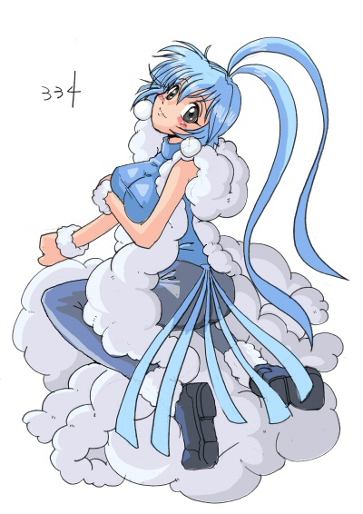 ahoge altaria antenna_hair ass bangs bare_arms bare_shoulders black_footwear black_legwear blue_hair blush breast_hold breasts closed_mouth cloud earrings eyebrows_visible_through_hair eyelashes full_body fur_trim gen_3_pokemon grey_eyes hair_between_eyes head_tilt huge_ahoge jewelry kneeling large_breasts legs_apart leotard long_hair looking_at_viewer mamecho_(ageatcosh) number pantyhose personification pokemon pokemon_(game) pokemon_oras pokemon_rse shaft_look shoes sidelocks simple_background smile solo tareme taut_clothes taut_leotard turtleneck white_background wristband