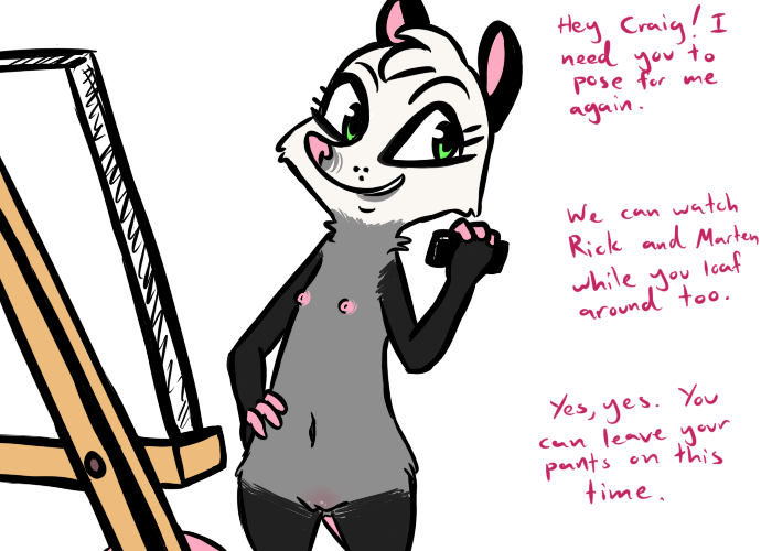 2017 anthro canvas cellphone dialogue disney easel english_text fan_character female flat_chested green_eyes hand_on_hip inkyfrog jackie_(inkyfrog) mammal marsupial navel nipples nude opossum phone pussy simple_background text white_background zootopia
