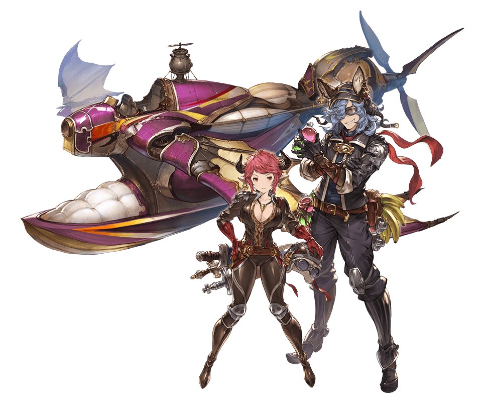 1girl aircraft animal_ears banana belt blue_hair bodysuit breasts brown_eyes cleavage drang_(granblue_fantasy) draph earrings erune explosive food fruit full_body gloves goggles granblue_fantasy grenade grin hair_over_one_eye hands_on_hips helmet holster horns jacket jewelry large_breasts long_hair looking_at_viewer minaba_hideo necklace official_art pointy_ears racing_suit red_gloves red_hair scarf smile sturm_(granblue_fantasy) sword transparent_background weapon