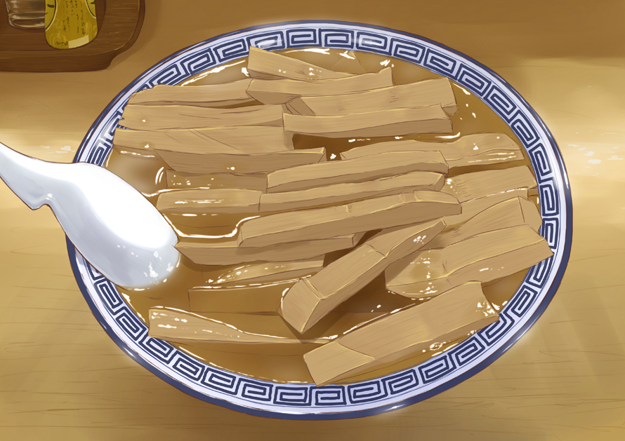 bowl food indoors menma no_humans noodles original ramen spoon umitsuki_yu