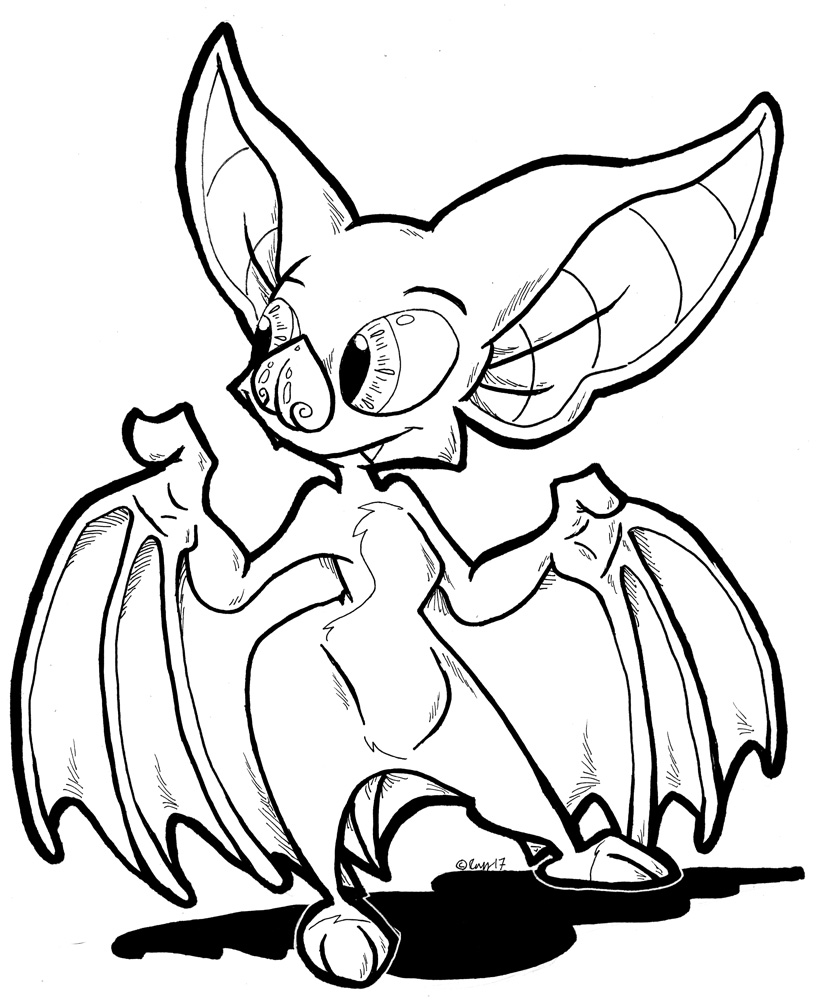 3_toes ambiguous_gender bat bat_wings big_ears fangs laylee mammal membranous_wings monochrome razzek simple_background solo toes white_background wide_eyed wings yooka-laylee