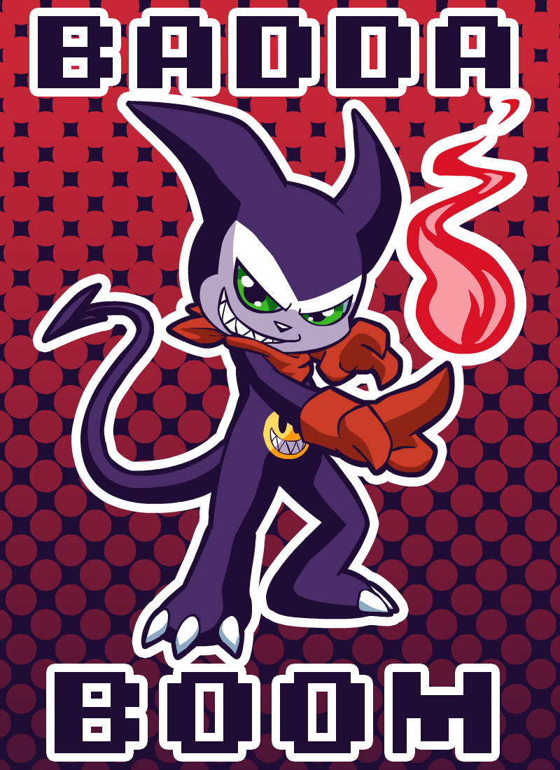 claws clothing digimon english_text fire impmon male mostly_nude neckerchief scalie smile tagme text vibrantechoes
