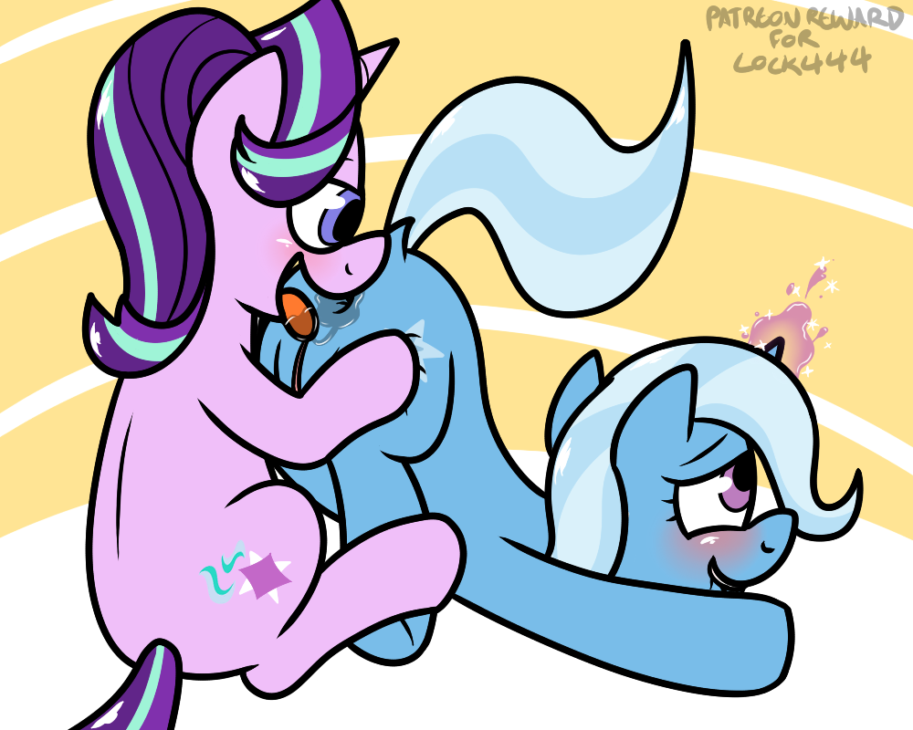 2017 anal butt cutie_mark digital_media_(artwork) duo equine female feral friendship_is_magic fur hair horn horse mammal multicolored_hair my_little_pony open_mouth oral pokefound pony purple_eyes pussy sex simple_background smile starlight_glimmer_(mlp) tongue tongue_out trixie_(mlp) two_tone_hair unicorn