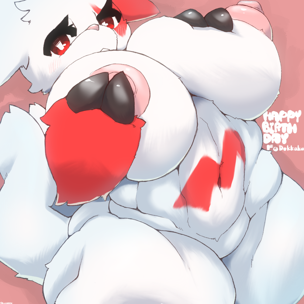 anthro big_breasts blush breasts featureless_crotch female huge_breasts looking_at_viewer nintendo nipples nude pok&eacute;mon solo unp video_games zangoose