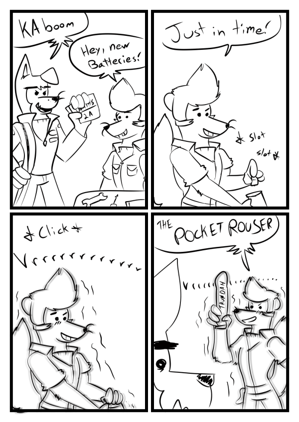 anthro buddy_thunderstruck buddy_thunderstruck_(character) canine clothed clothing comic darnell_(character) dildo dog ferret foxzombiej hi_res male male/male mammal mustelid sex_toy