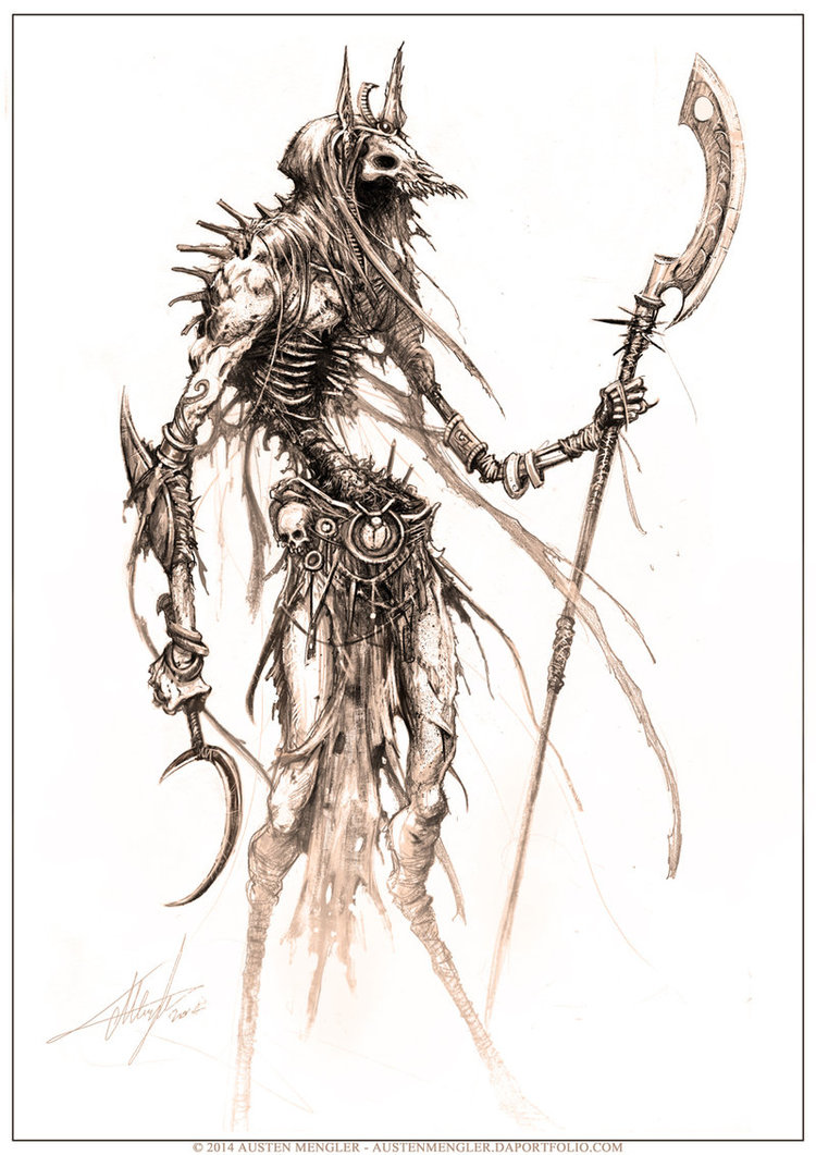 2014 anubis austin_mengler bone clothing deity gore loincloth macabre skeleton skull weapon