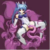 anal animated blue_hair cum cum_inflation female hair hat human inflation low_res mammal no_sound not_furry oral tentacles unknown_artist vaginal