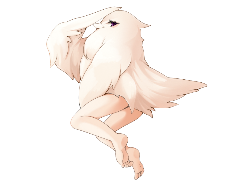 1girl beak bird_tail bmp-to-png_conversion feathered_wings feathers feet frfr full_body game_cg harpy looking_at_viewer mon-musu_quest! monster_girl non-web_source pink_eyes pyhar_(mon-musu_quest!) reverse_harpy solo tail transparent_background white_feathers white_wings winged_arms wings