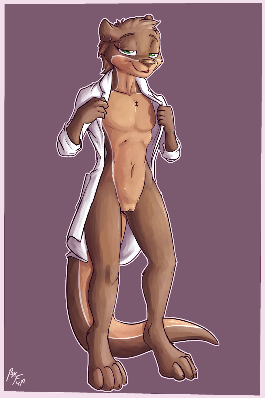 aaliyah_(oc) anthro female flat_chested fuf lab_coat mammal mustelid otter pussy