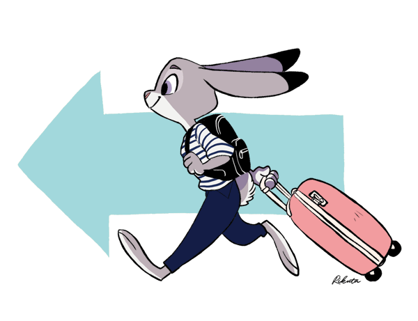 backpack disney judy_hopps lagomorph luggage mammal rabbit rikuta running zootopia