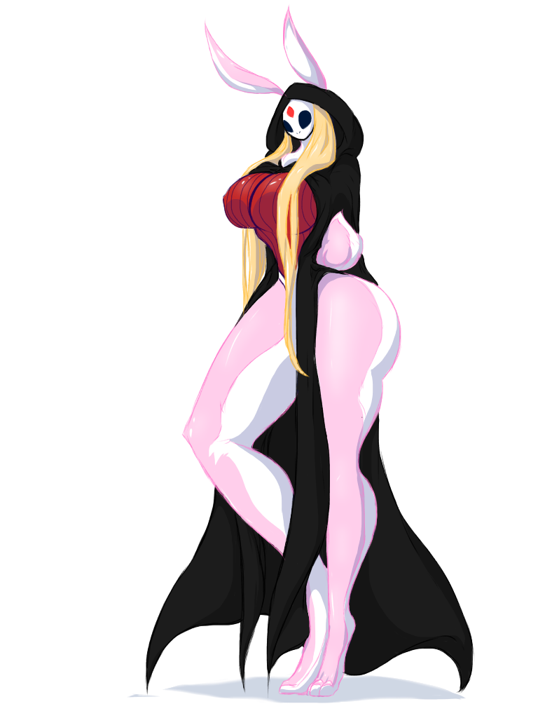 anthro clothed clothing female hair lagomorph long_hair mammal mask nipple_bulge rabbit solo standing thick_thighs voluptuous xenochelle