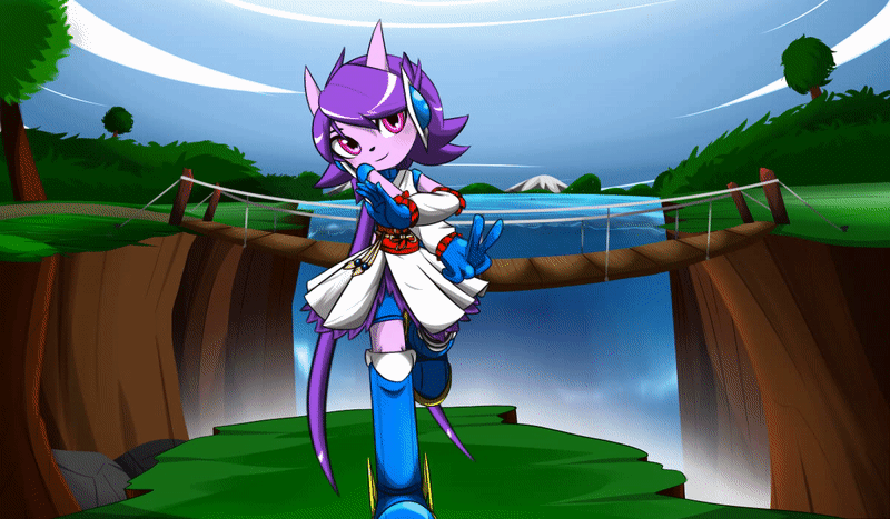 animated anthro boots clothed clothing dragon female footwear freedom_planet freedom_planet_2 gloves hair horn kenjikanzaki05 purple_eyes purple_hair sash_lilac solo video_games