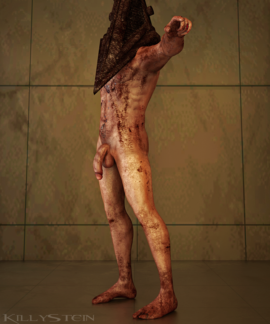 1boy 3d abs bara blood dirty full_body killystein male_focus msucle nude penis pyramid_head scar silent_hill source_filmmaker testicles