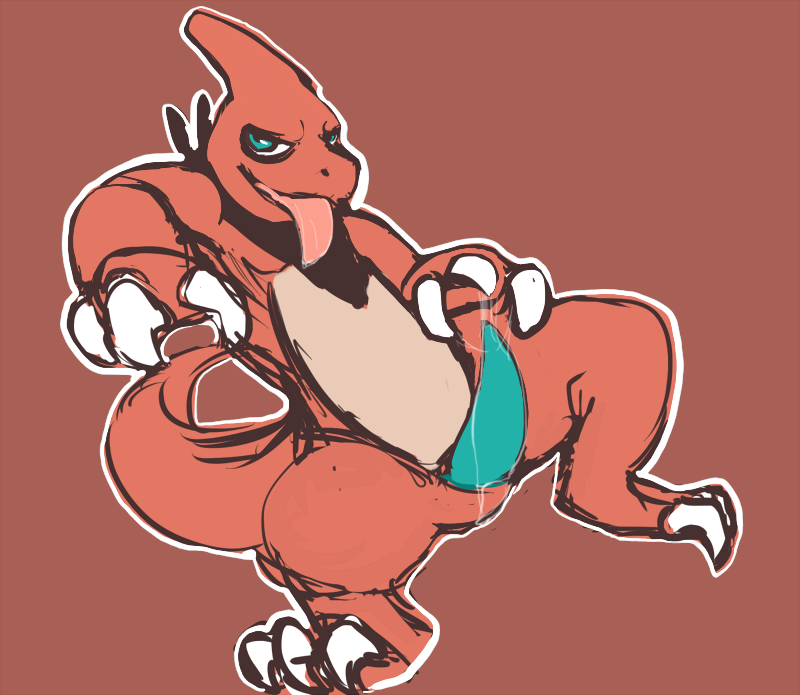 charmeleon colored_sketch erection looking_at_viewer male nintendo penis pok&eacute;mon precum smile solo tapering_penis thickick tongue tongue_out video_games