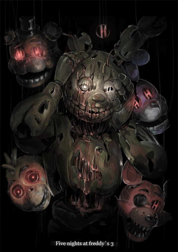 2017 animatronic avian bear bird bonnie_(fnaf) canine chica_(fnaf) chicken digital_media_(artwork) five_nights_at_freddy's five_nights_at_freddy's_3 fox foxy_(fnaf) freddy_(fnaf) glowing glowing_eyes lagomorph machine mammal melchior301 rabbit robot springtrap_(fnaf) video_games