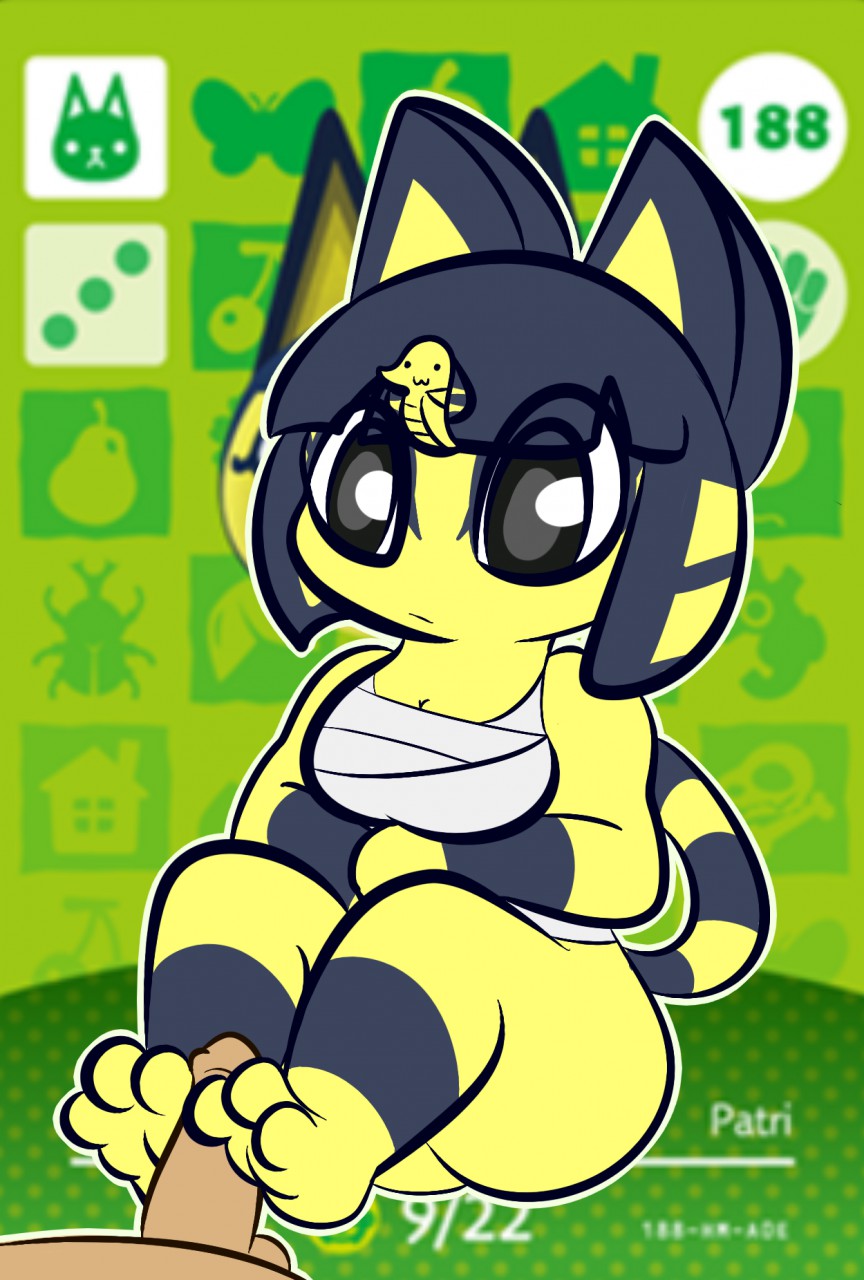 1-upclock 2017 3_toes animal_crossing ankha anthro barefoot duo egyptian faceless_male feet female foot_fetish footjob male male/female nintendo text toes two-footed_footjob video_games