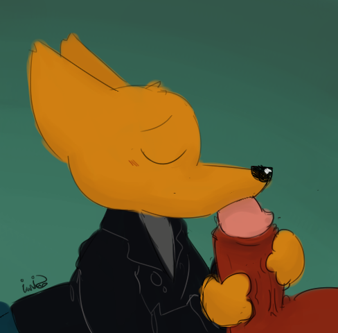 angus_(nitw) balls bear canine eyes_closed fox gregg_(nitw) male male/male mammal night_in_the_woods penis sex sinjimi