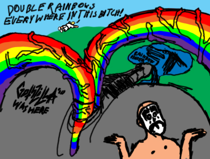 double_rainbow gothzilla icp inanimate insane_clown_posse meme mountain music rainbow shaggy_2_dope violent_j waterfall