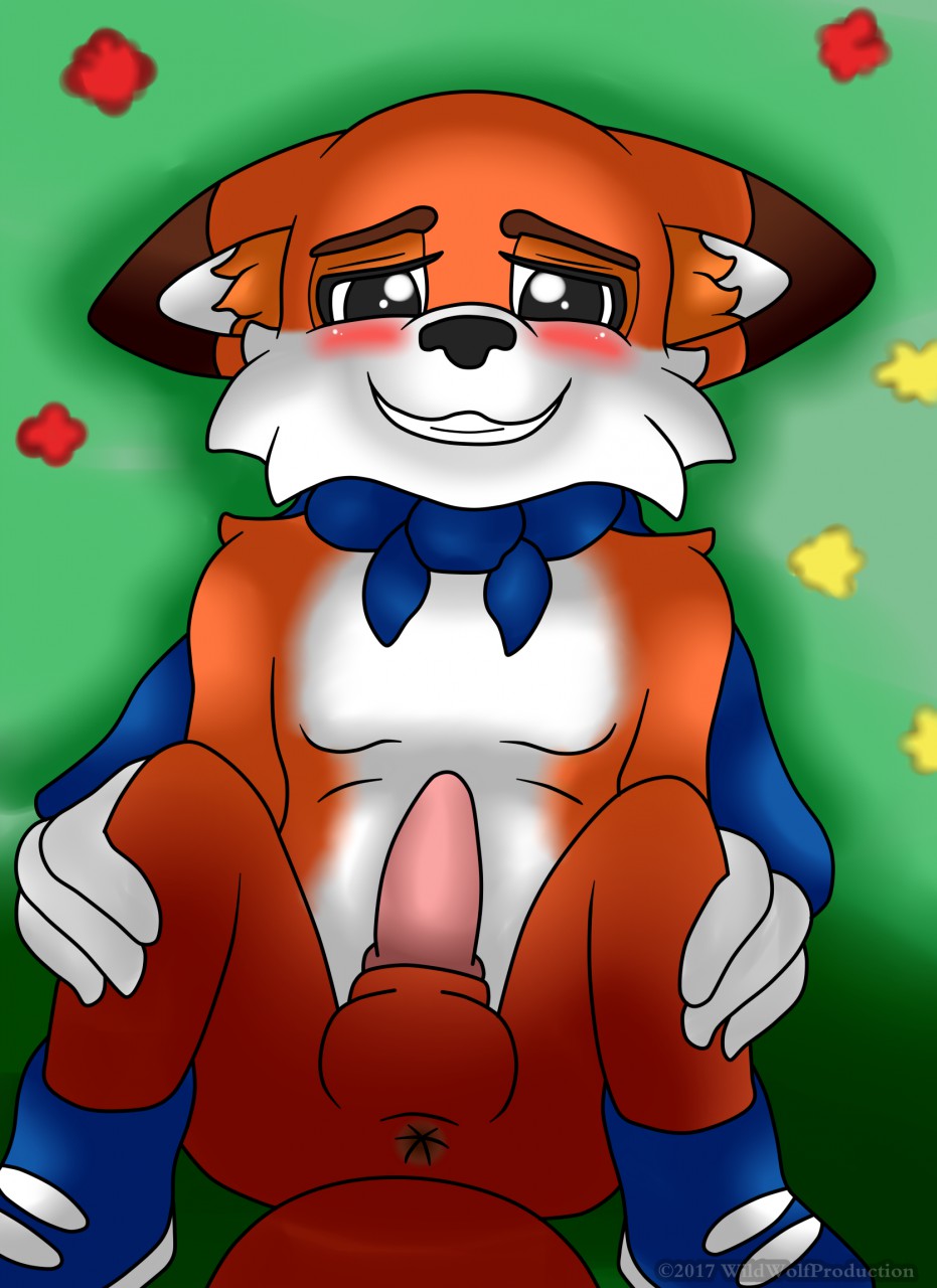 anus blush butt canine cape clothing flower footwear fox gloves lucky_the_fox male mammal penis plant presenting presenting_hindquarters shoes super_lucky's_tale wildwolfproduction