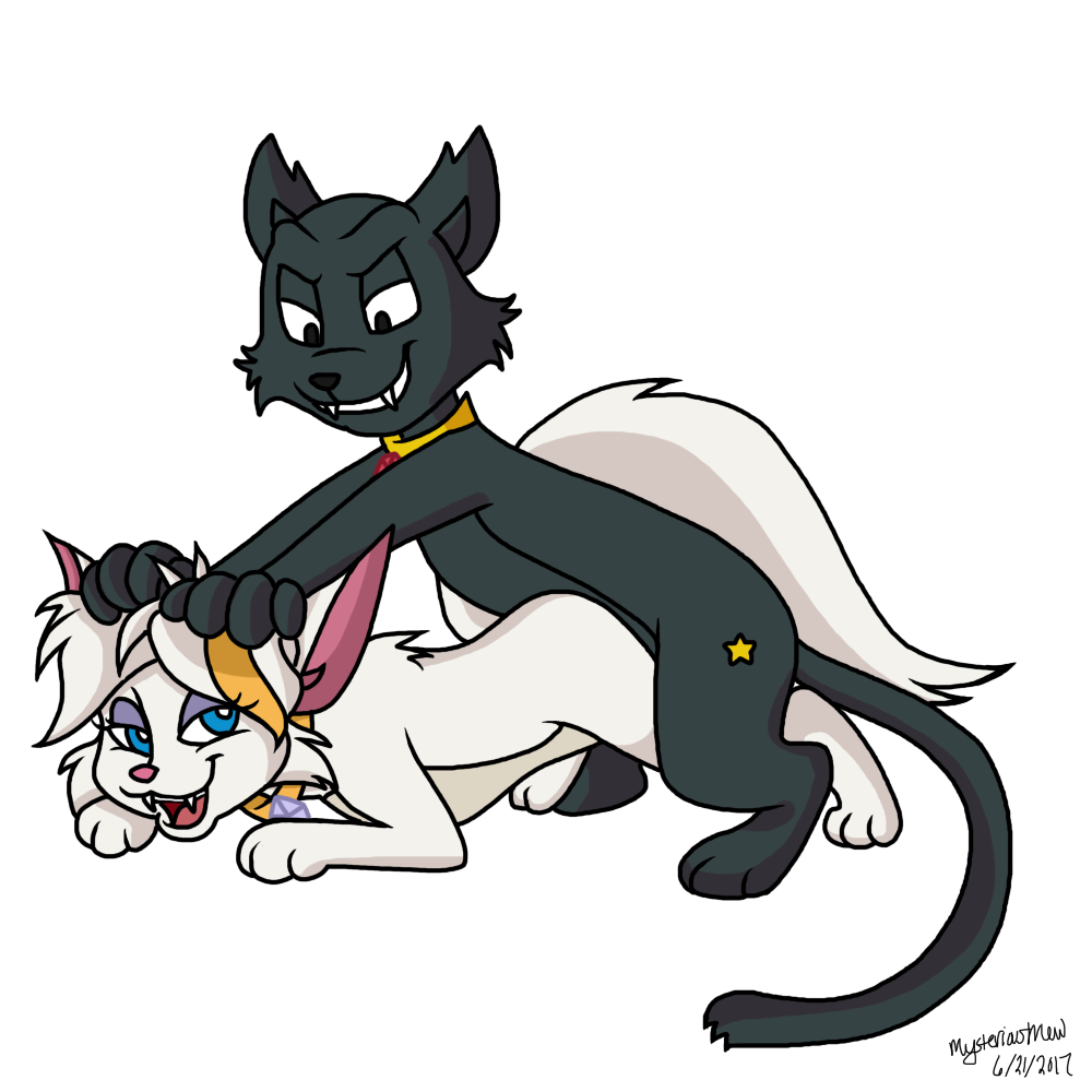 all_fours blue_eyes cat collar doggystyle feline female from_behind_position male mammal mysterious_mew sabrina:_the_animated_series sabrina_the_teenage_witch salem_saberhagen scheherazade sex sharp_teeth smile teeth