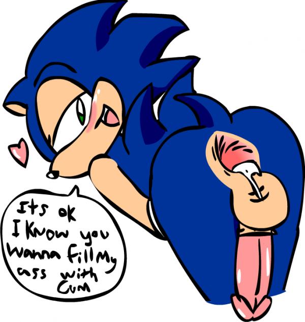 &lt;3 after_sex anus ass_up back_turned balls blue_fur blush butt cum cum_in_ass cum_inside dialog english_text erection fur gaping gaping_anus gay green_eyes hedgehog looking_at_viewer male mammal neosonic open_mouth penis perverted_bunny raised_tail sega solo sonic_(series) sonic_team sonic_the_hedgehog talking_to_viewer text