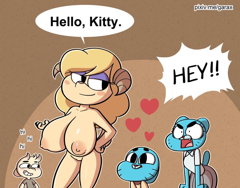 &lt;3 big_breasts blue_fur breasts caprine cartoon_network chi_chi chun_ni clothing english_text feline fur garax_(artist) goat gumball_watterson horn mammal mature mother mother_and_son nicole_watterson nipples nude parent skirt son text the_amazing_world_of_gumball