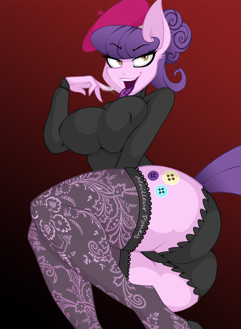 2017 anthro beret breasts butt cleavage clothed clothing equine friendship_is_magic hat horse jrvanesbroek legwear mammal my_little_pony panties pony stockings suri_polomare_(mlp) sweater thigh_highs tongue under_boob underwear wide_hips