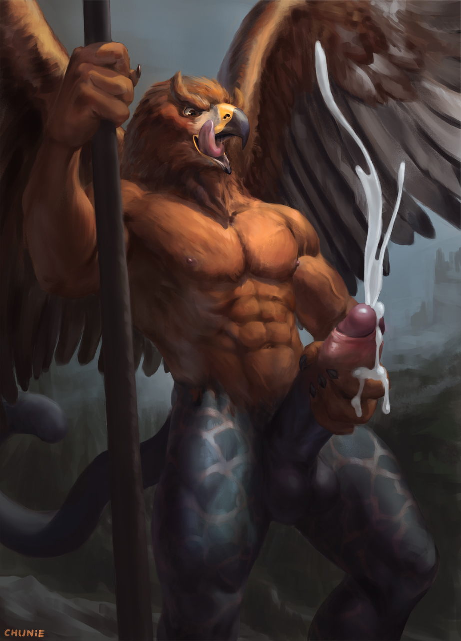 2017 abs anthro avian balls beak biceps bird chunie claws cum cum_drip cumshot day detailed_background digital_media_(artwork) dripping eagle ejaculation erection feathered_wings feathers feline fog foreskin fur glans gryphon hi_res holding_object holding_penis humanoid_penis hybrid leopard looking_down male mammal masturbation muscular muscular_male navel nipples nude open_mouth orgasm outside pecs penile_masturbation penis retracted_foreskin saliva saliva_string sky smile solo spots spotted_fur spread_wings standing tongue tongue_out uncut vein veiny_penis wings