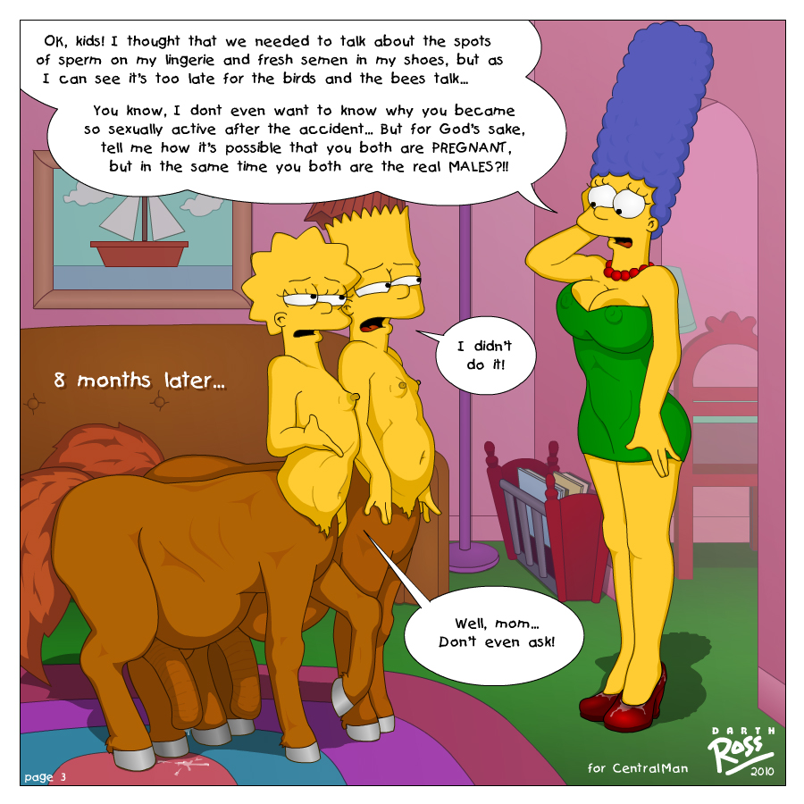 bart_simpson bent_leg big_penis blue_hair breasts butt centaur cleavage clothed clothing crossgender darth_ross dialog dickgirl dress english_text equine erect_nipples female flaccid gender_transformation hair high_heels hooves human intersex knocked_up lisa_simpson lisas_revenge living_room male male_pregnancy mammal marge_simpson navel necklace nightmare_fuel nipples nude penis picture_frame post_transformation pregnant raised_leg ross signature skimpy sofa taur text the_simpsons tight_clothing what_has_science_done yellow_skin