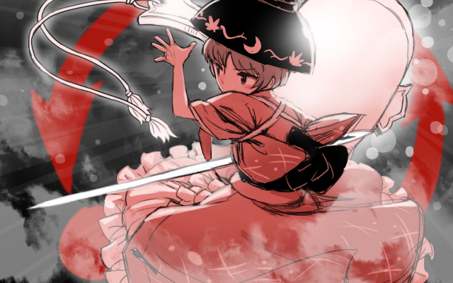 bowl bowl_hat commentary_request hammer hat holding_needle japanese_clothes kimono limited_palette meimaru_inuchiyo miracle_mallet needle short_hair short_sleeves sukuna_shinmyoumaru touhou