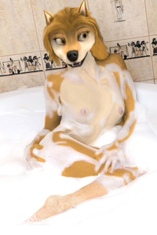 alpha_and_omega bath bathroom bubble canine edit female kate_(alpha_and_omega) magril_(artist) mammal nipples photo_manipulation photomorph solo wolf