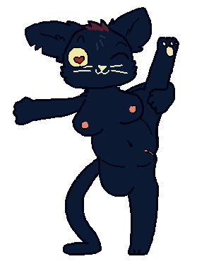 &lt;3 &lt;3_eyes breasts cat feline mae_(nitw) mammal nitw one_eye_closed piebunny pixelated pussy stretching wink yoga