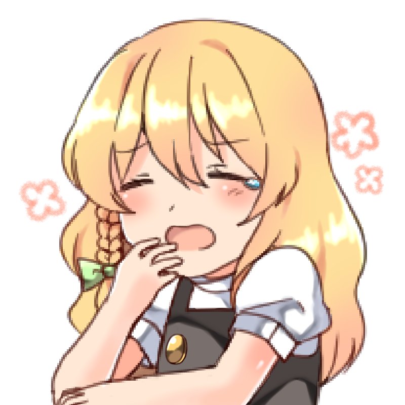 bangs blonde_hair blush braid buttons closed_eyes kirisame_marisa open_mouth resizing_artifacts reversed single_braid solo tears touhou vest wavy_hair yawning yururi_nano