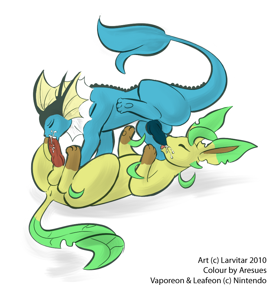 larvitar(artist) leafeon nintendo pokemon vaporeon