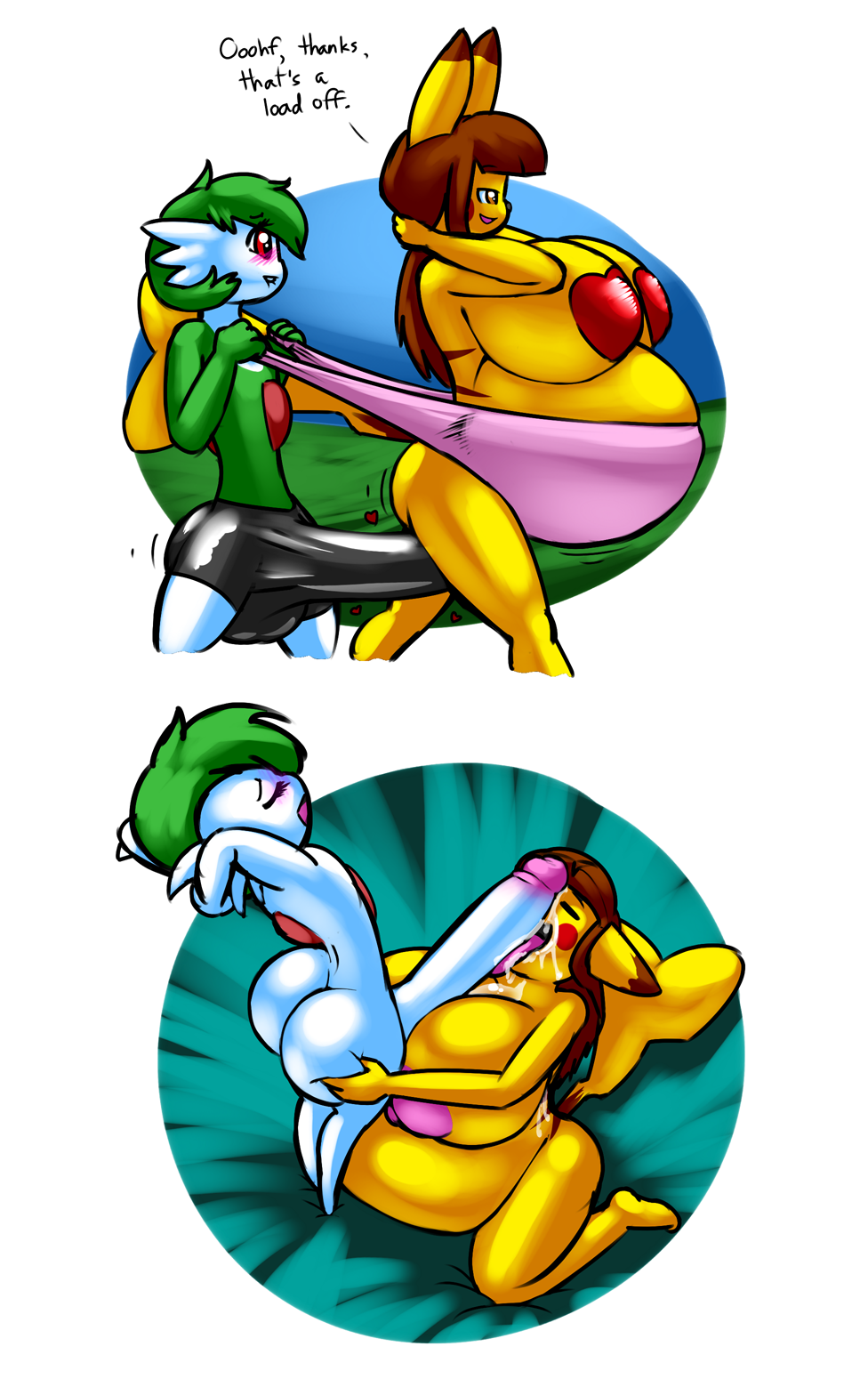 2017 balls belly big_balls big_belly big_breasts big_bulge big_butt breasts bubble_butt butt cum cum_in_mouth cum_inside cum_on_face digital_media_(artwork) duo erection faelyn famboy female gardevoir girly green_hair hair huge_breasts huge_bulge huge_butt humanoid hyper hyper_belly hyper_penis larger_female licking male male/female mammal nintendo nipples norithics nude open_mouth oral penis penis_lick pepper:sparks pikachu pok&eacute;mon pregnant sex size_difference smaller_male tongue tongue_out video_games
