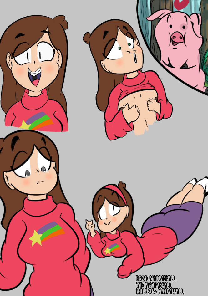 breasts butt clothed clothing disney flash gravity_falls large_breast mabel_pines mammal nativefall nipples not_furry pig porcine smile sweater waddles