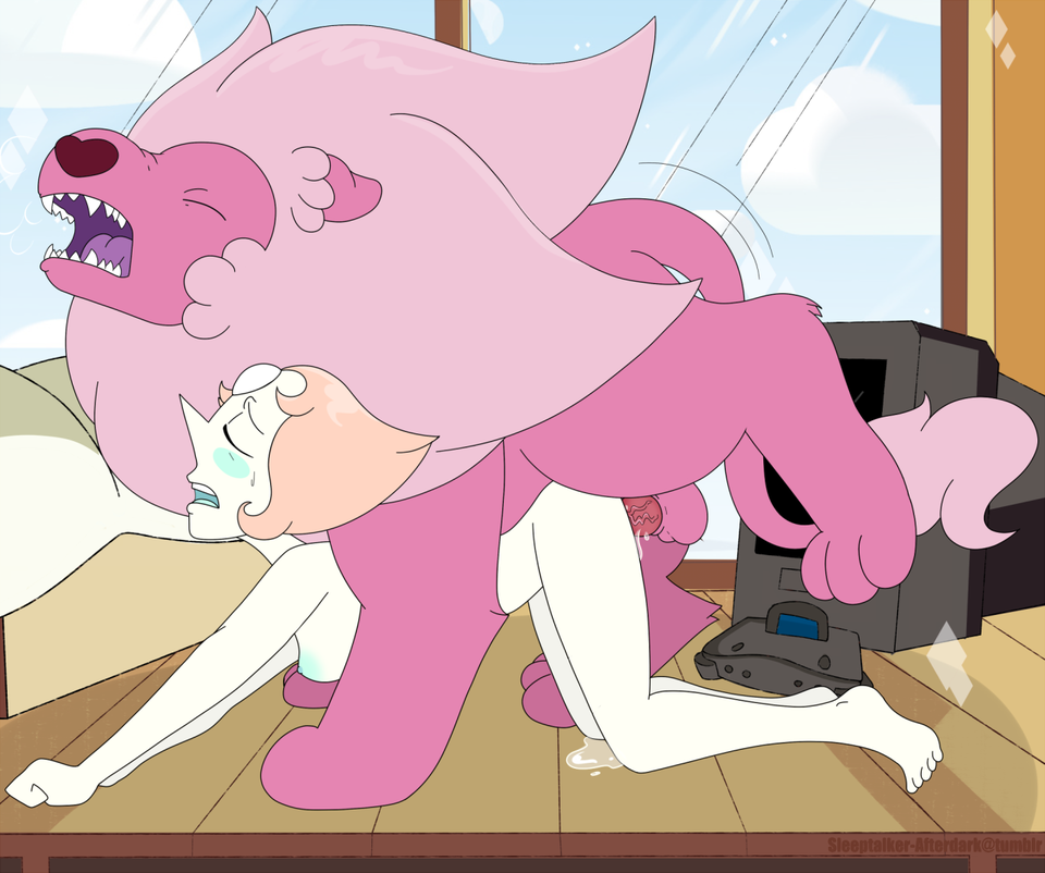 ambiguous_penetration anthro balls bestiality breasts cartoon_network cum cum_inside eyes_closed feline female feral fur game_console human inside interspecies lion lion_(steven_universe) male male/female mammal open_mouth orgasm pearl_(steven_universe) penetration penis pink_fur sex sharp_teeth sleeptalker steven_universe teeth tongue