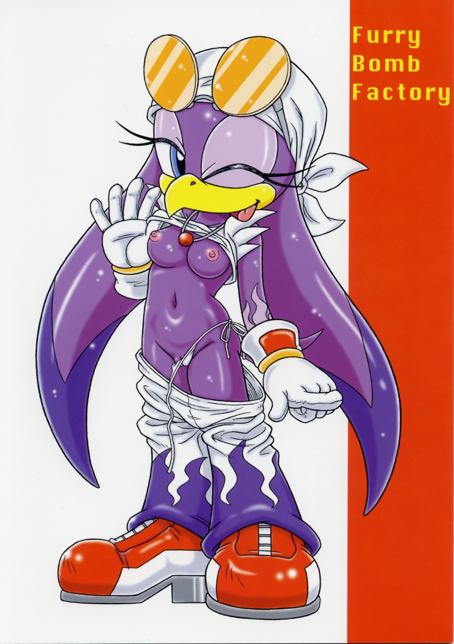 anthro avian bandanna bird breasts clothing comic eyewear female footwear furry_bomb goggles hi_res jewelry karate_akabon mostly_clothed necklace nipples non-mammal_breasts pants pussy shoes simple_background solo sonic_(series) sonic_riders underwear wave_the_swallow