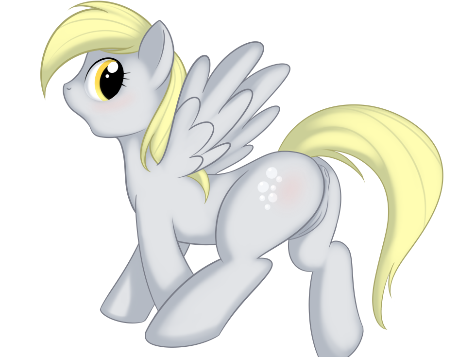anus blush derpy_hooves_(mlp) equine female friendship_is_magic horse kloudmutt mammal my_little_pony nude pegasus pony pussy simple_background solo white_background wings