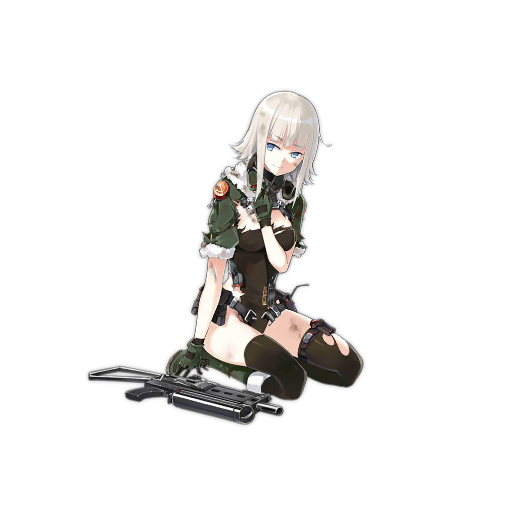 bangs belt belt_pouch black_legwear blue_eyes blunt_bangs boots breasts covering covering_breasts cross-laced_footwear dagger expressionless eyebrows_visible_through_hair full_body fur_trim girls_frontline gloves green_gloves grey_hair gun hao_(patinnko) headphones highleg highleg_leotard holster knee_boots lace-up_boots leotard looking_away medium_breasts pouch pp-19_(girls_frontline) pp-19_bizon sitting solo submachine_gun thigh_holster thighhighs torn_clothes transparent_background turtleneck walkie-talkie wariza weapon