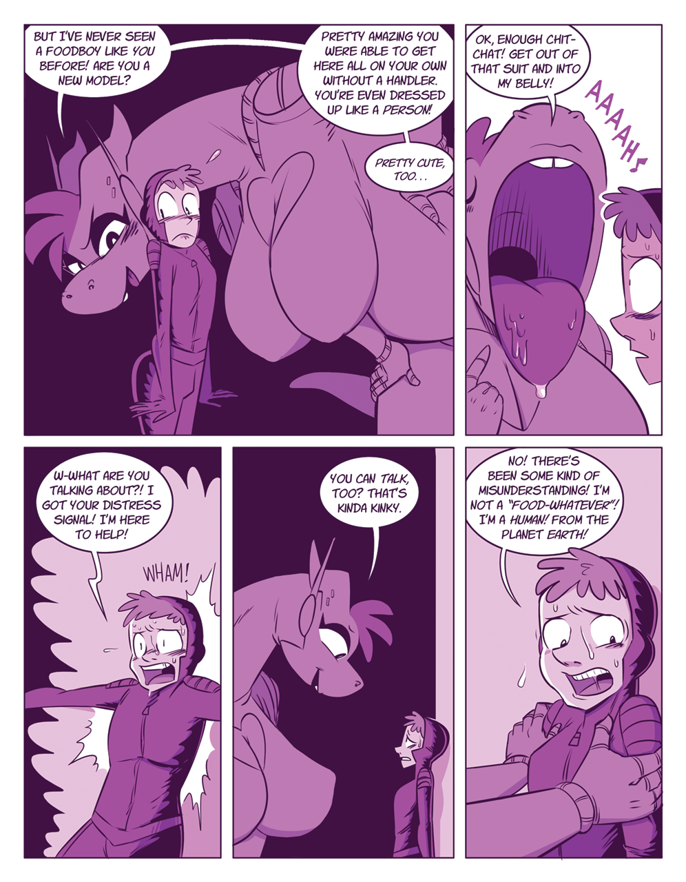 alien breasts comic drooling female_predator human male mammal saliva shyguy9 size_difference tongue tongue_out vore