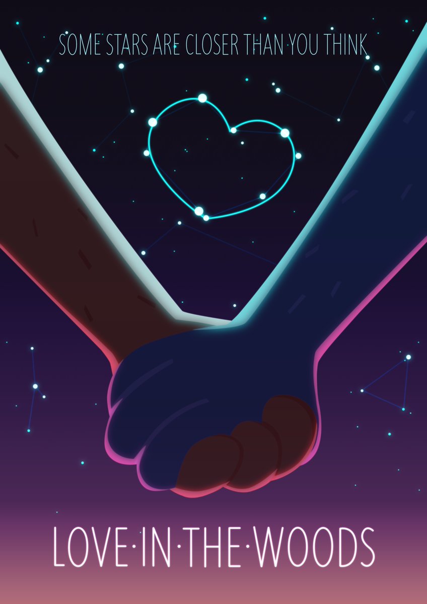 &lt;3 black_fur brown_fur cat constellations cover equestria_prevails_(artist) feline fur hand_holding mae_(nitw) mammal night_in_the_woods poster star tagline text
