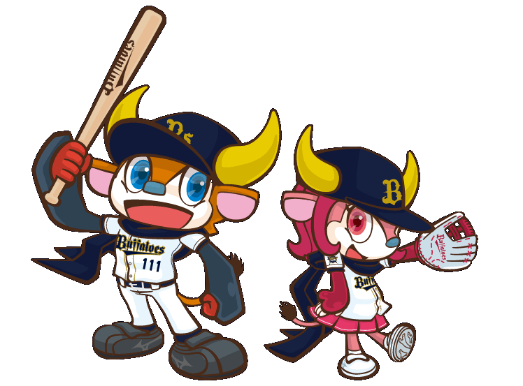 2009 5_fingers aliasing alpha_channel anthro aun_(artist) baseball_bat baseball_cap baseball_glove baseball_uniform big_eyes biped black_clothing blue_clothing blue_eyes blue_hat blue_nose bovine buffalo_bell buffalo_bull_(orix_buffaloes) cel_shading clothed clothing digital_media_(artwork) duo english_text eyelashes female footwear front_view full-length_portrait fur furgonomics hair hat holding_object horn humanoid_hands japanese jersey kemono long_sleeves looking_at_viewer male mammal mascot multicolored_fur muzzle_(marking) nippon_professional_baseball official_art on_one_leg open_mouth open_smile orange_fur orix_buffaloes pants pink_bottomwear pink_clothing pink_eyes pink_fur pink_hair plantigrade pleated_skirt portrait pose raised_arm red_fur scarf shirt shoes short_hair side_view simple_background skirt smile sneakers standing tail_tuft text toony transparent_background tuft two_tone_fur uniform white_bottomwear white_clothing white_fur white_topwear yellow_horn