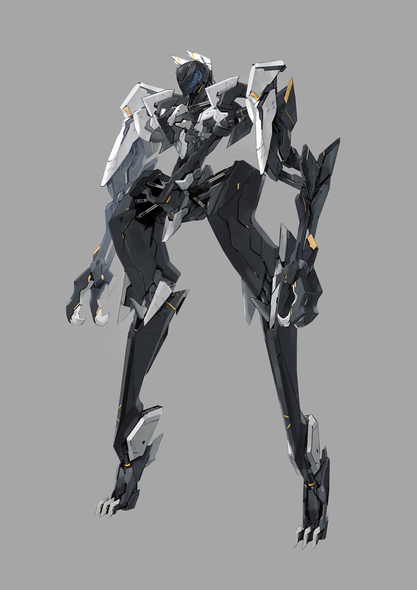 grey_background mecha no_humans original pump_(pumpqmuq) robot science_fiction simple_background solo standing