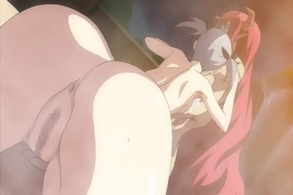 1boy 1girl animated animated_gif ass character_request demonion grey_hair nude onsen pussy