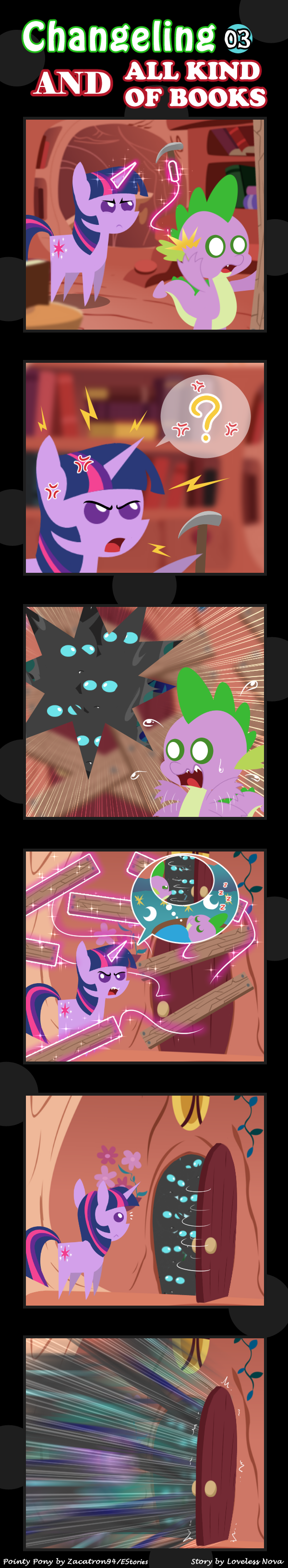 book changeling comic dragon equine female feral friendship_is_magic hair hammer horn horse inside library magic male mammal my_little_pony open_mouth pony scalie spike_(mlp) tools twilight_sparkle_(mlp) unicorn vavacung