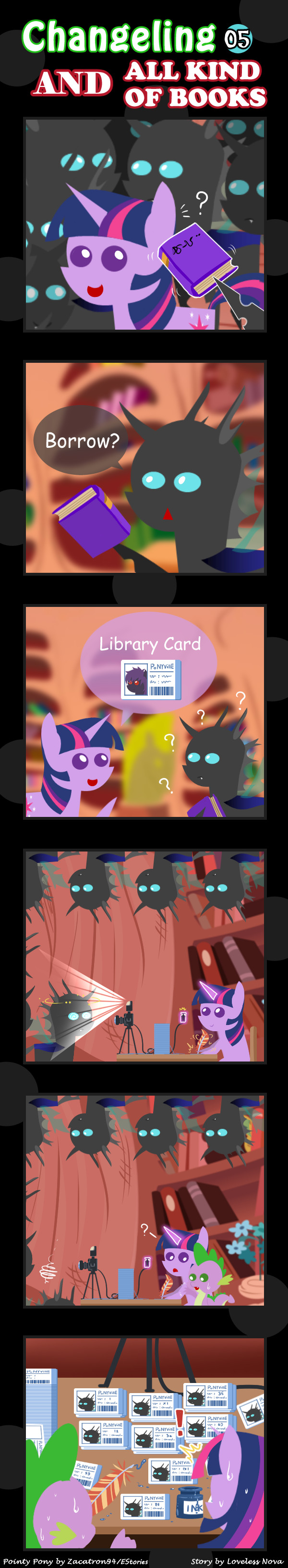 book camera changeling comic dialogue dragon english_text equine feathers female feral friendship_is_magic hair horn horse insect_wings inside library loose_feather male mammal my_little_pony open_mouth pony quill scalie spike_(mlp) text twilight_sparkle_(mlp) unicorn vavacung wings