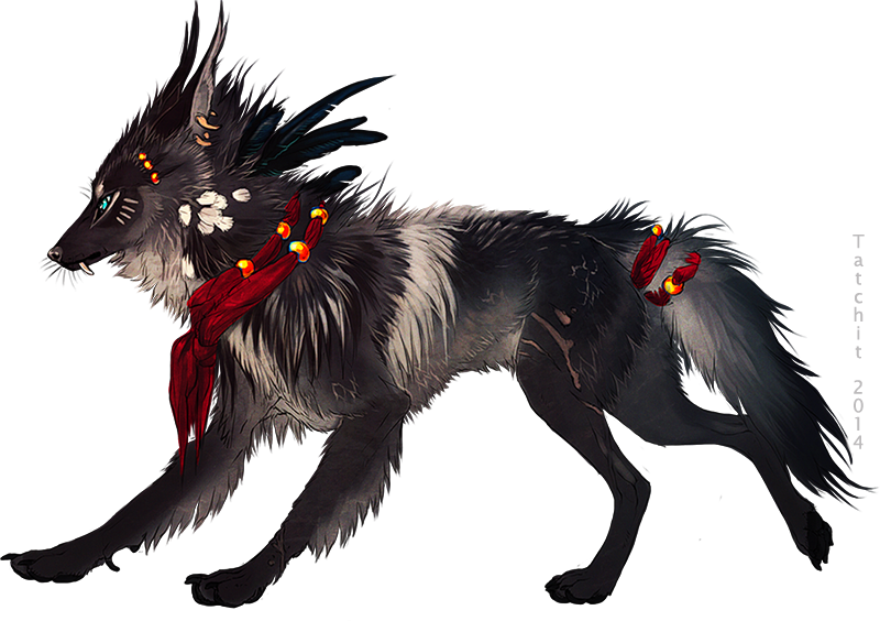 alpha_channel ambiguous_gender black_fur blue_eyes canine ear_piercing feral fur grey_nose mammal paws piercing scar simple_background solo tatchit transparent_background